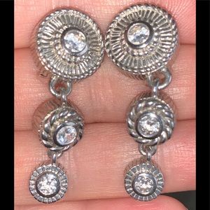 Judith Ripka Sterling Silver Cz Drop Dangle Earrin
